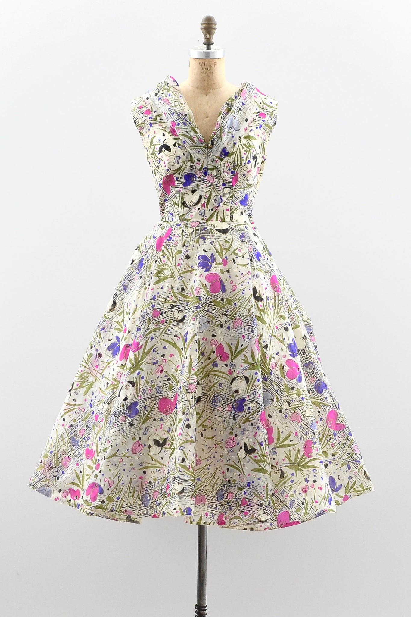 1950s Garden Floral Print Dress - Pickled Vintage