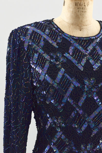 1980s Cutout Beaded Dress - Pickled Vintage