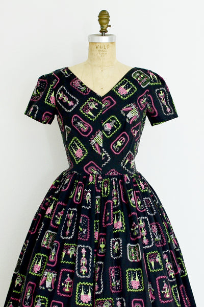 Castle Print Dress - Pickled Vintage