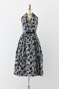 1950s Printed Halter Dress - Pickled Vintage