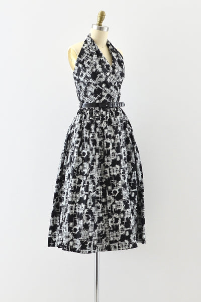 1950s Printed Halter Dress - Pickled Vintage