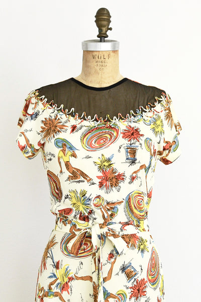 1940s Novelty Dress - Pickled Vintage