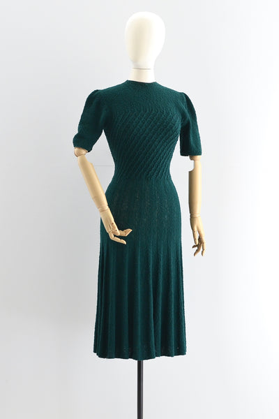 Hunter Green Knit Dress - Pickled Vintage