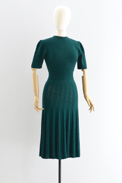 Hunter Green Knit Dress - Pickled Vintage