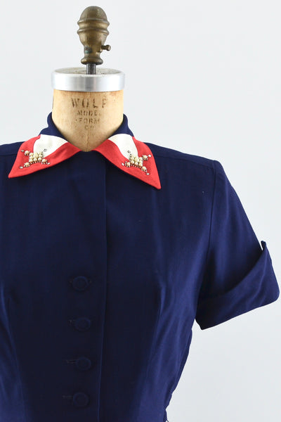 Navy Blue Carl Naftal Dress - Pickled Vintage