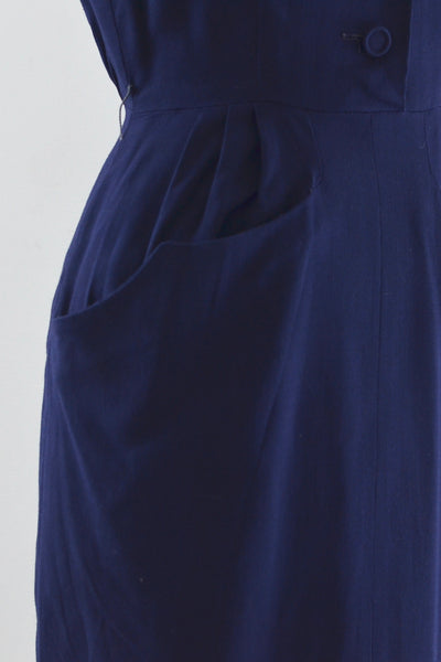 Navy Blue Carl Naftal Dress - Pickled Vintage