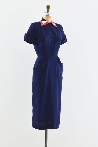 Navy Blue Carl Naftal Dress - Pickled Vintage