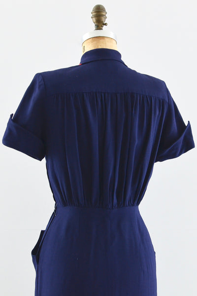 Navy Blue Carl Naftal Dress - Pickled Vintage