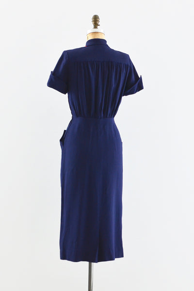 Navy Blue Carl Naftal Dress - Pickled Vintage