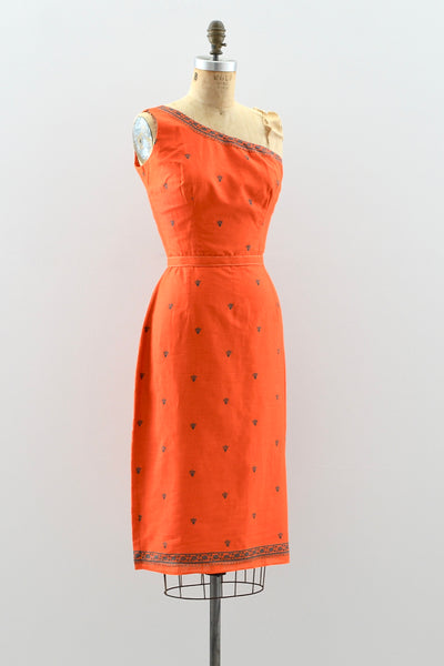 One-Shoulder Fleur De Lis Dress - Pickled Vintage