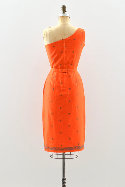 One-Shoulder Fleur De Lis Dress - Pickled Vintage