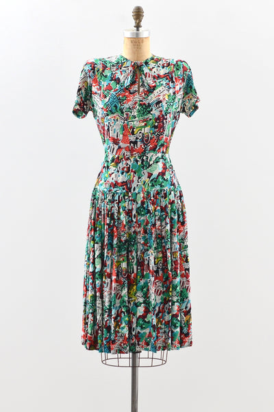 1940s Novelty Dress with Jacket - Pickled Vintage