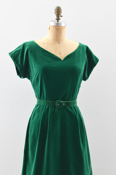 1950s Emerald Velvet Dress - Pickled Vintage