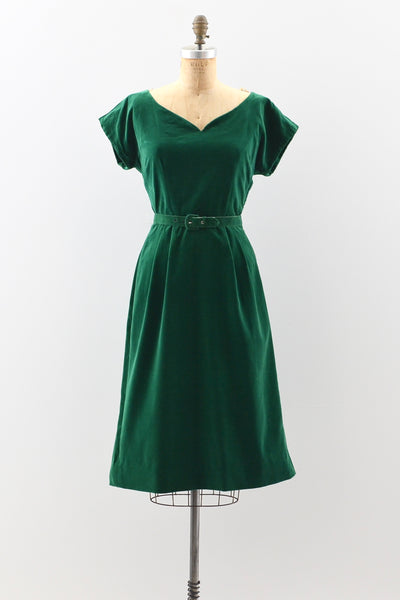 1950s Emerald Velvet Dress - Pickled Vintage