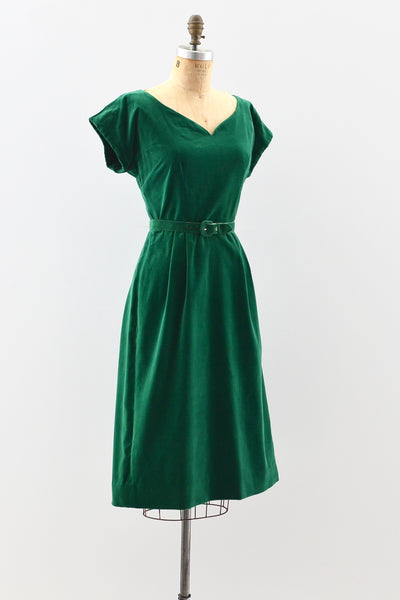 1950s Emerald Velvet Dress - Pickled Vintage