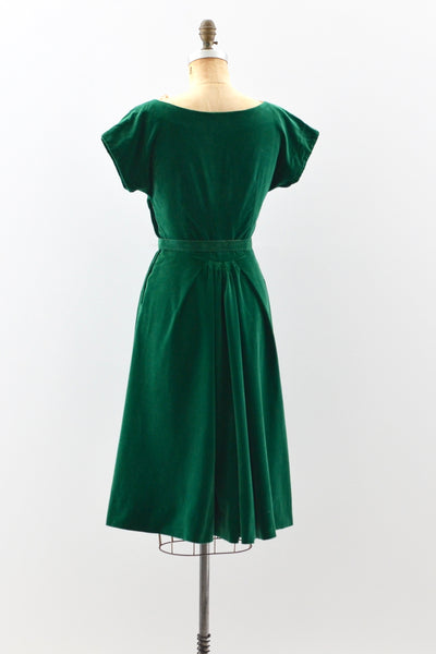 1950s Emerald Velvet Dress - Pickled Vintage