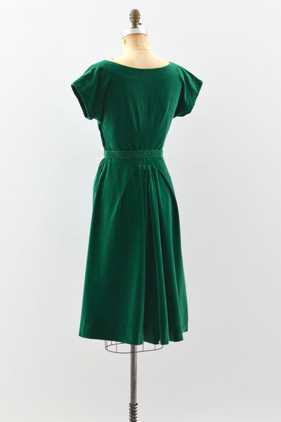 1950s Emerald Velvet Dress - Pickled Vintage