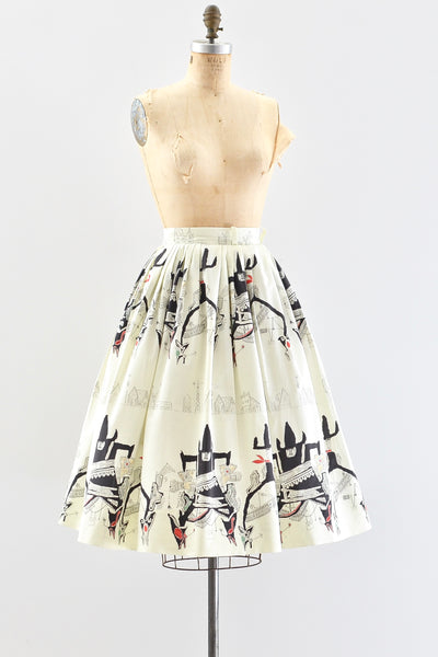 Novelty Cowboy Print Skirt - Pickled Vintage