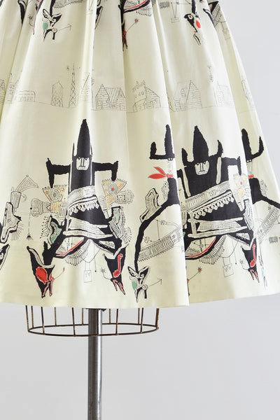 Novelty Cowboy Print Skirt - Pickled Vintage