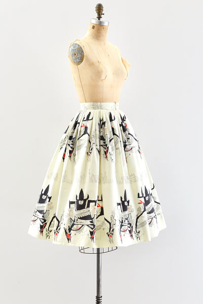 Novelty Cowboy Print Skirt - Pickled Vintage