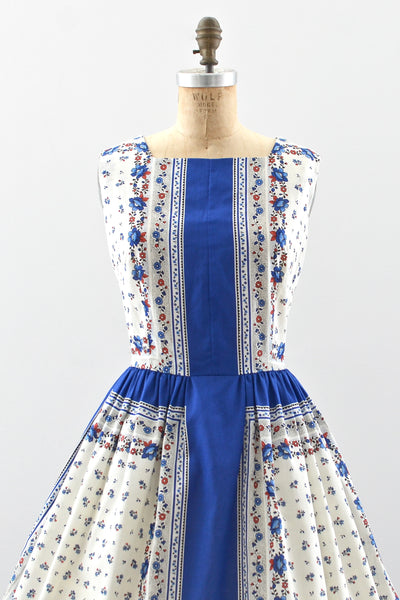 1950s Border Floral Dress - Pickled Vintage