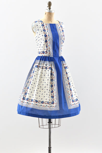1950s Border Floral Dress - Pickled Vintage