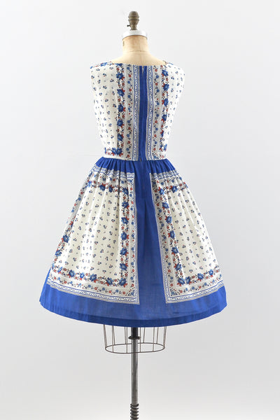 1950s Border Floral Dress - Pickled Vintage