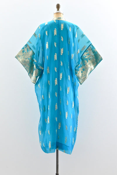 Azure Lamé Caftan - Pickled Vintage