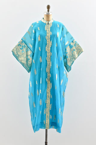 Azure Lamé Caftan - Pickled Vintage