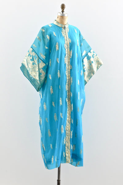 Azure Lamé Caftan - Pickled Vintage