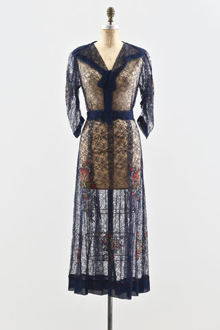 1930s Floral Appliqué Dress - Pickled Vintage