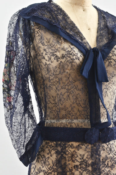 1930s Floral Appliqué Dress - Pickled Vintage