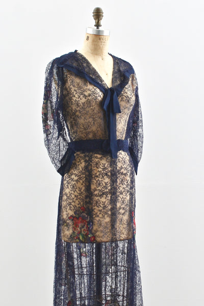 1930s Floral Appliqué Dress - Pickled Vintage