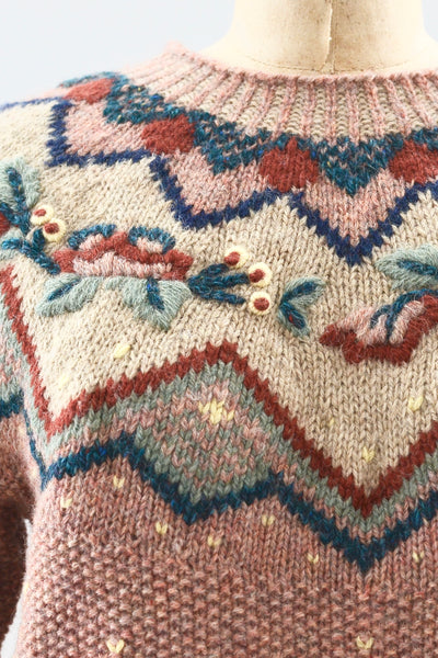 Dusty Rose Handknit Sweater - Pickled Vintage