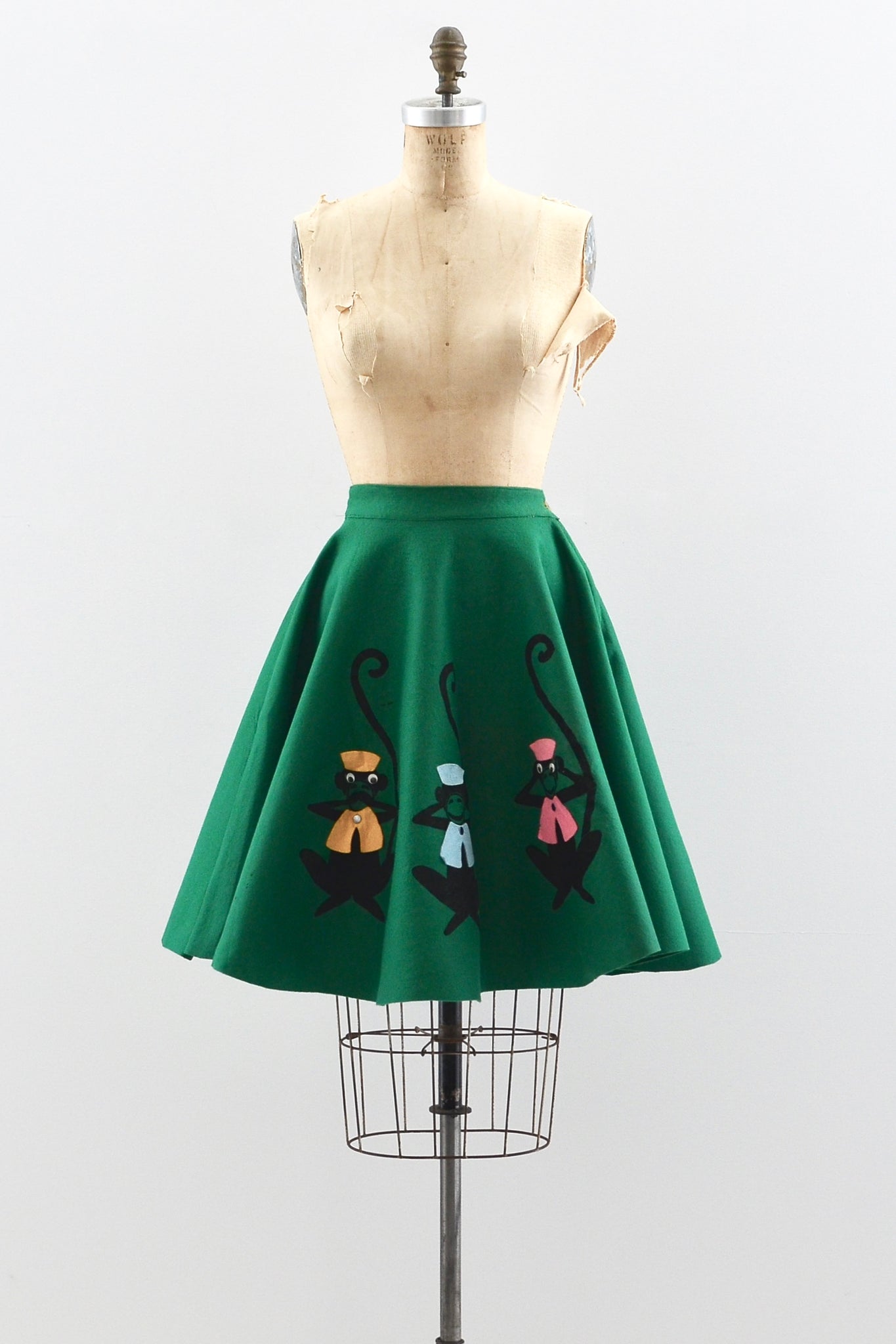 50s Wise Monkeys Skirt - Pickled Vintage