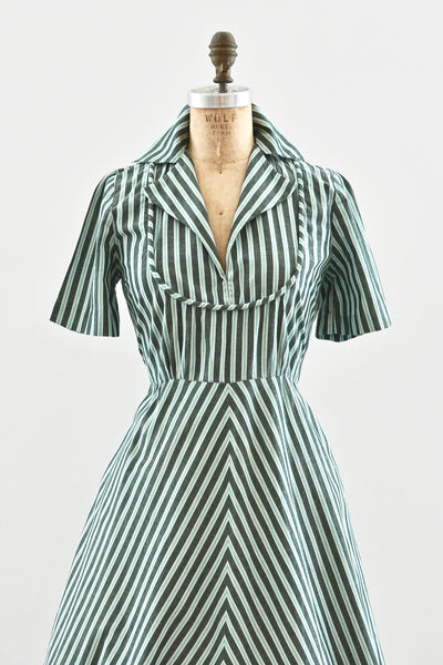 1940s Striped Dress - Pickled Vintage