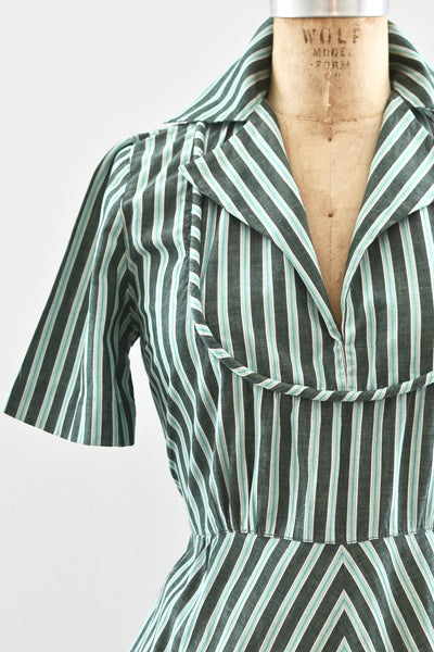 1940s Striped Dress - Pickled Vintage