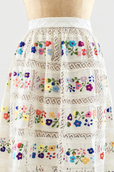 Embroidered Lace Skirt - Pickled Vintage