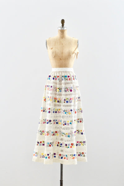 Embroidered Lace Skirt - Pickled Vintage