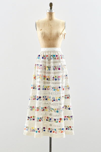 Embroidered Lace Skirt - Pickled Vintage