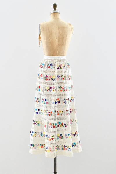 Embroidered Lace Skirt - Pickled Vintage
