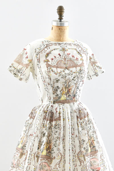 1950s Toile Print Dress - Pickled Vintage