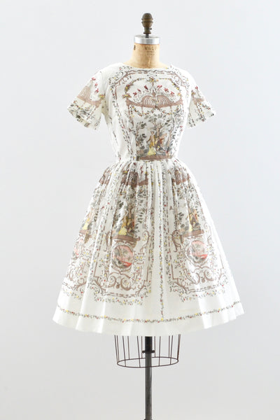 1950s Toile Print Dress - Pickled Vintage