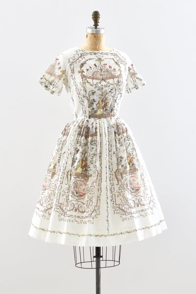 1950s Toile Print Dress - Pickled Vintage