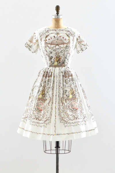 1950s Toile Print Dress - Pickled Vintage