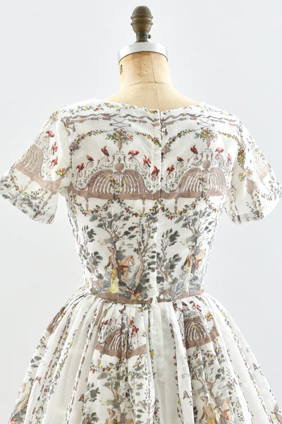 1950s Toile Print Dress - Pickled Vintage