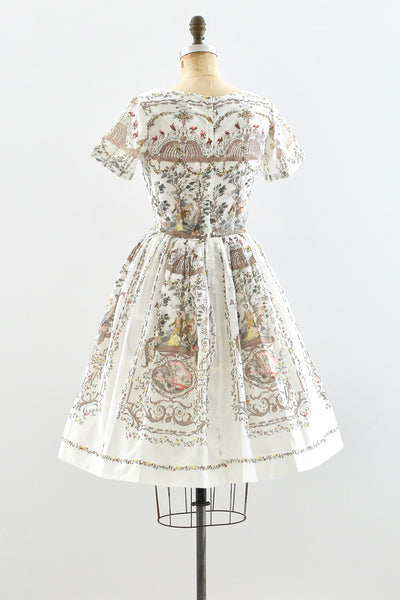 1950s Toile Print Dress - Pickled Vintage