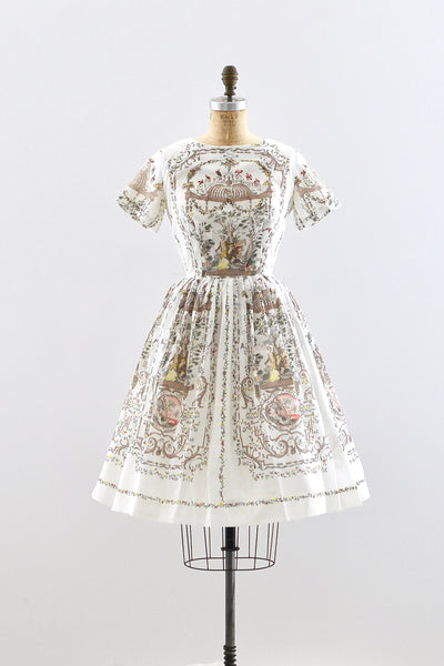 1950s Toile Print Dress - Pickled Vintage