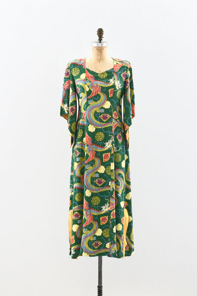Rare 1940s Kamehameha Dragon Dress - Pickled Vintage