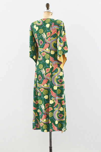Rare 1940s Kamehameha Dragon Dress - Pickled Vintage